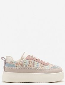 Beżowo-Różowe sneakersy na Platformie Ozdobione Plecionką Nilaraviela ideal damskie