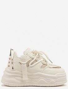 Beżowe sneakersy na Platformie Ozdobione Wiązaniem Puvira ideal damskie