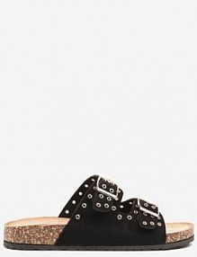Czarne klapki na Korkowej Platformie Ozdobione Nitami Nilindora marquiiz damskie