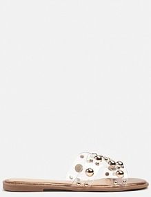 Szampańskie klapki Transparentne z Ozdobnymi Wycięciami i Aplikacjami Sunitiel ideal damskie