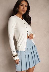 Jasnoniebieska Rozkloszowana spódnica z Bawełny z Plisami Delamira sophyline paris