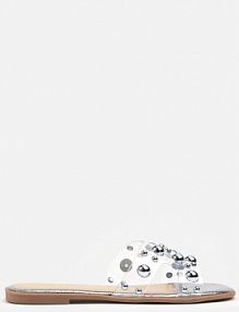 Niebieskie klapki Transparentne z Ozdobnymi Wycięciami i Aplikacjami Sunitiel ideal damskie