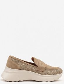 Ciemnobeżowe półbuty na Tłoczonej Platformie Eraviella Renee damskie