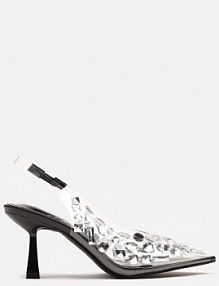 Czarne Biżuteryjne czółenka Transparentne na Obcasie Typu Kaczuszka Ralinea ciaodeo