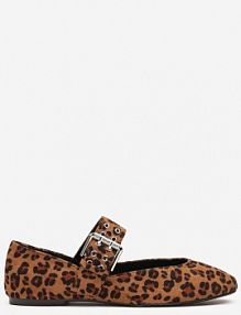 Panterkowe Balerinki z Paskiem Zapinanym na Dużą Klamrę Tastia l.day