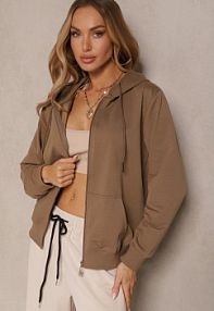 Brązowa bluza rozpinana z Bawełny z Kapturem Telisienna Renee damska