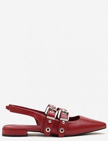 Czerwone sandały Typu Slingback Ozdobione Klamrami Selritia c'm paris damskie