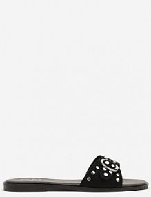 Czarne klapki z Ozdobnymi Klamrami i Nitami Silritis c'm paris damskie