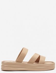 Ciemnobeżowe klapki na Platformie Ozdobionej Tłoczeniem Zeliane cink me damskie