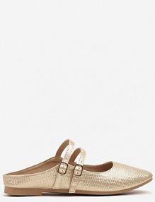 Złote klapki Balerinki Ozdobione Paseczkami Davissae cink me damskie