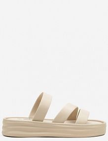 Beżowe klapki na Platformie Ozdobionej Tłoczeniem Zeliane cink me damskie