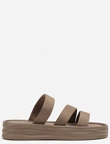 Jasnobrązowe klapki na Platformie Ozdobionej Tłoczeniem Zeliane cink me damskie