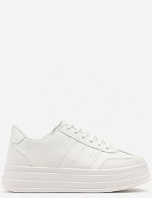 Białe sneakersy w Stylu Kultowych Tenisówek na Grubej Podeszwie Agerla next step damskie