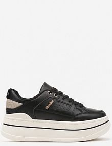 Czarne sneakersy z Brokatem na Platformie Larinea ideal damskie