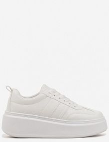 Białe sneakersy Klasyczne Tenisówki na Grubej Podeszwie z Koturnem Adessia ideal damskie