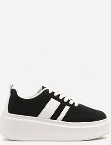 Czarne sneakersy Klasyczne Tenisówki na Grubej Podeszwie z Koturnem Adessia ideal damskie