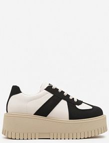 Czarno-Beżowe sneakersy Typu Tenisówki na Żłobionej Platformie Lorreia ideal damskie