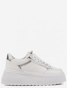Białe sneakersy na Platformie Ozdobione Przeszyciami Tatoretia marquiiz damskie