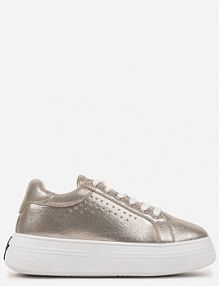 Złote sneakersy Vices na Platformie Ozdobione Napisem i Perforacją Nonaritha Renee damskie