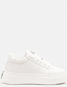 Białe sneakersy Vices na Platformie Ozdobione Napisem i Perforacją Nonaritha Renee damskie