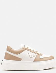 Beżowo-Białe sneakersy Vices na Platformie z Perforacją i Geometryczną Aplikacją Vilvesia Renee damskie