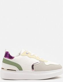 Biało-Zielone sneakersy z Metalicznymi Aplikacjami Terlexia Renee damskie