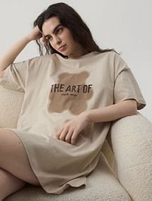 Koszula nocna z nadrukiem Reserved beżowa 104CS-02X