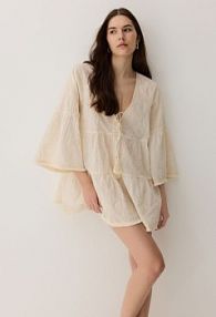 Bawełniane ponczo Reserved beżowe 111CP-02X