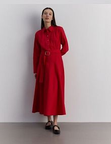Koszulowa sukienka z paskiem Reserved czerwona 216FH-33X