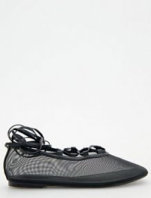 Siateczkowe baleriny z wiązaniem Reserved czarne 478CP-99X