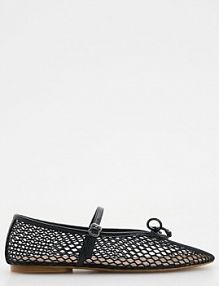 Siateczkowe baleriny z paskiem Reserved czarne 502CP-99X