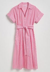 Koszulowa sukienka z paskiem Reserved różowa 5163V-30X