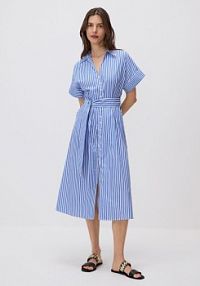 Koszulowa sukienka z paskiem Reserved niebieska 5163V-55X