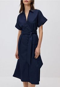 Koszulowa sukienka z paskiem Reserved granatowa 5163V-59X