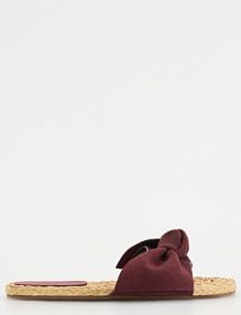 Zamszowe klapki z kokardami Reserved czerwone damskie 568CP-83X