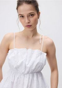 Ażurowy top na ramiączkach Reserved biały damski 573FB-00X
