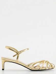 Sandały na obcasie Reserved złote 579CP-GLD