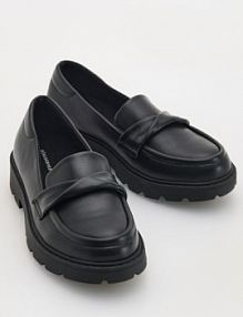 Mokasyny z imitacji skóry Reserved czarne damskie 590BL-99X