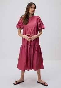 Bawełniana sukienka z bufkami Reserved fioletowa 862EH-34X