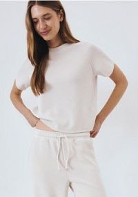 Spodnie dresowe z modalem Reserved beżowe damskie 9377H-08X