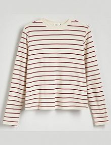 Longsleeve z merceryzowanej bawełny Reserved czerwony damski 9467H-33X