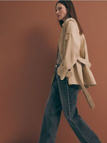 Kurtka z imitacji skóry Reserved beżowa damska 973DB-08X