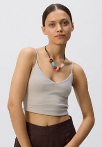 Krótki top na ramiączkach Reserved szary damski 9917B-09X