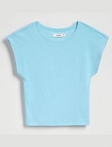 T-shirt z modalem Reserved turkusowy damski 9949B-66X