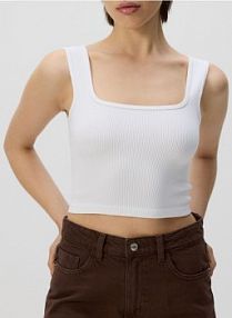 Krótki top na ramiączkach Reserved biały damski 9976B-00X