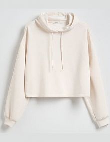 Krótka bluza z kapturem Reserved biała damska VG152-01X