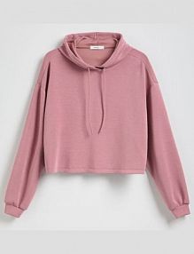 Krótka bluza z kapturem Reserved fioletowa damska VG152-34X