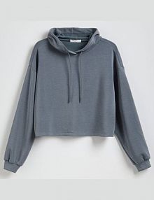 Krótka bluza z kapturem Reserved szara damska VG152-90X