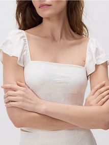 Krótki top z falbankami Reserved biały damski WC368-01X