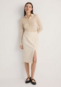 Ołówkowa spódnica midi Reserved beżowa YE516-02X